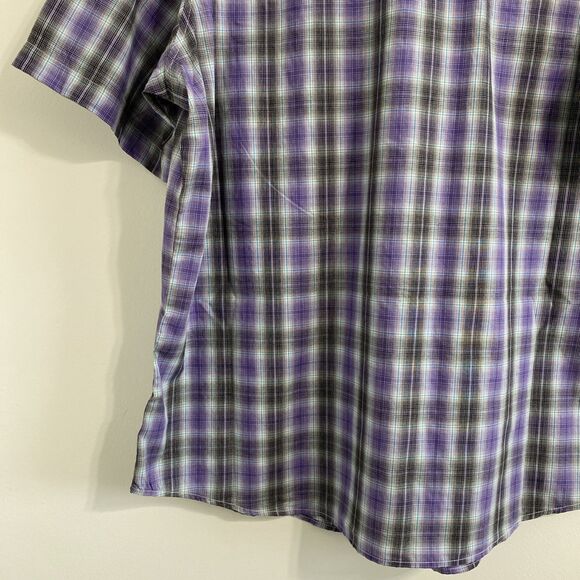 Wrangler Western Shirt Mens XL Purple Black White Blue Plaid Snap Button Front - Picture 13 of 13